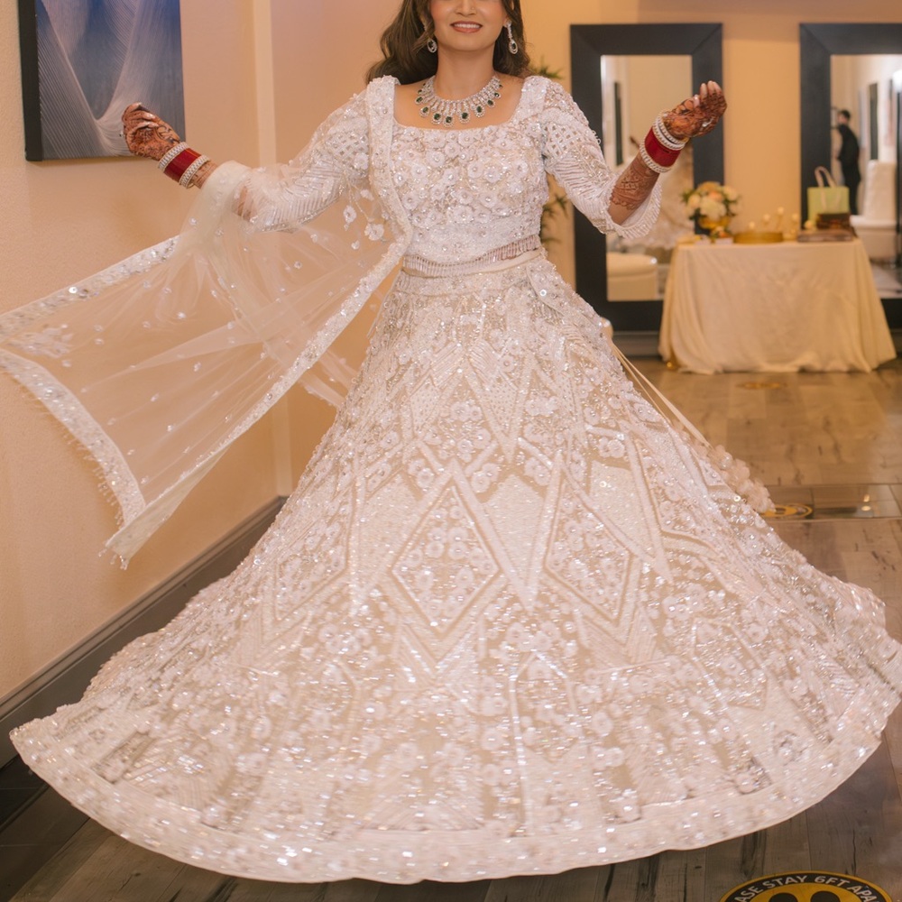 Selling my beautiful handmade reception outfit one time worn .